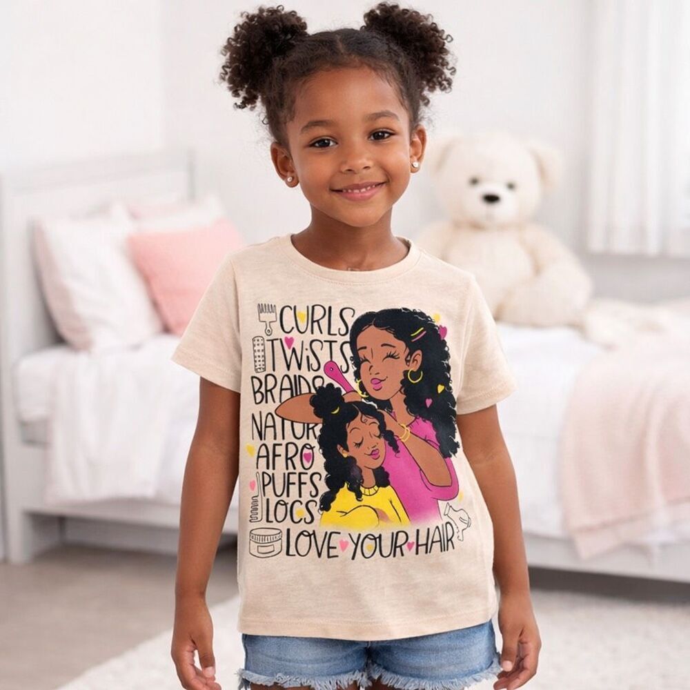 The Children’s Place Girls Love Your Hair Graphic Tee Natural Hair Shirt S 5-6